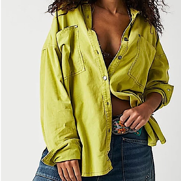 NEW Free People Baby Cord Buttondown Shirt - Picture 2 of 12